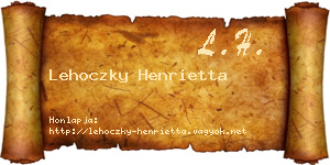 Lehoczky Henrietta névjegykártya